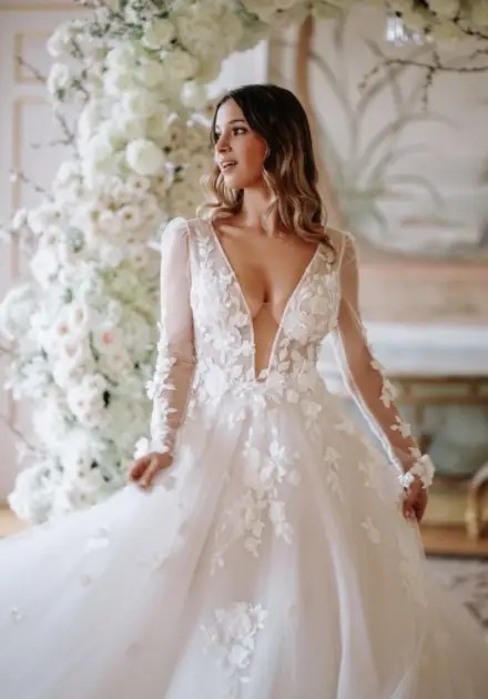 Model wearing an Abella gown